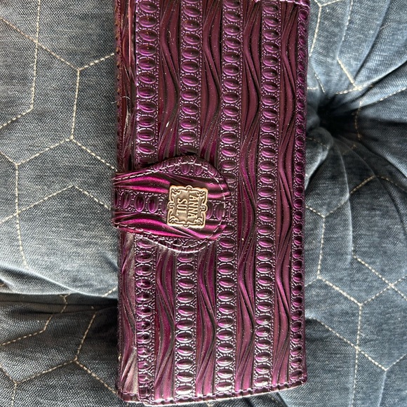 Anna Sui Purple Crocodile Embossed Key & Card Holder